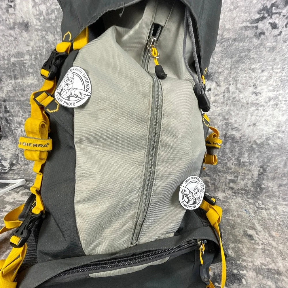 High Sierra 45L Summit‎ Backpack Grey Yellow Hiking Internal Frame Pack